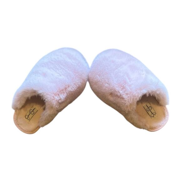 Jessica Simpson Pink Plush Faux Fur Slippers - Picture 5 of 16